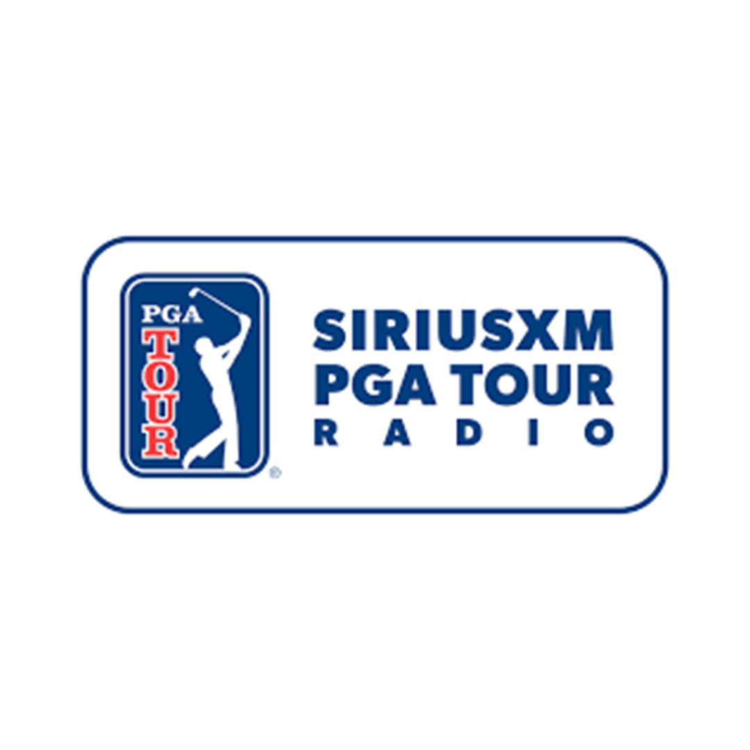 SiriusXM PGA Tour Radio logo with a blue PGA Tour shield and golfer silhouette beside the text "SIRIUSXM PGA TOUR RADIO".