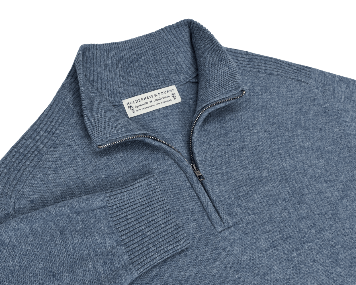 The Cunningham Quarter-Zip Sweater: Heathered Pacific Blue