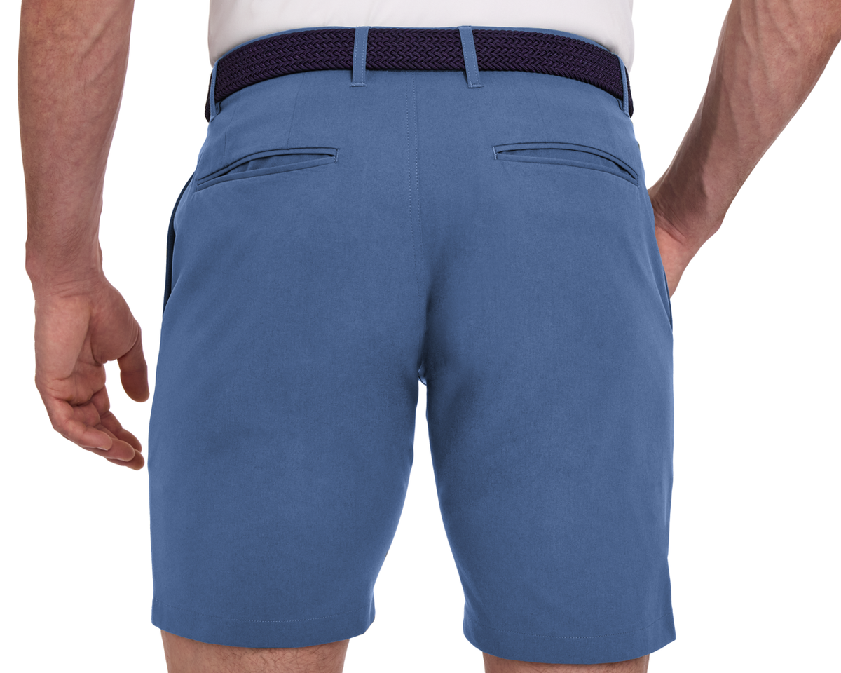 Holderness & Bourne Men’s Blue Golf Shorts worn by a person on a white background