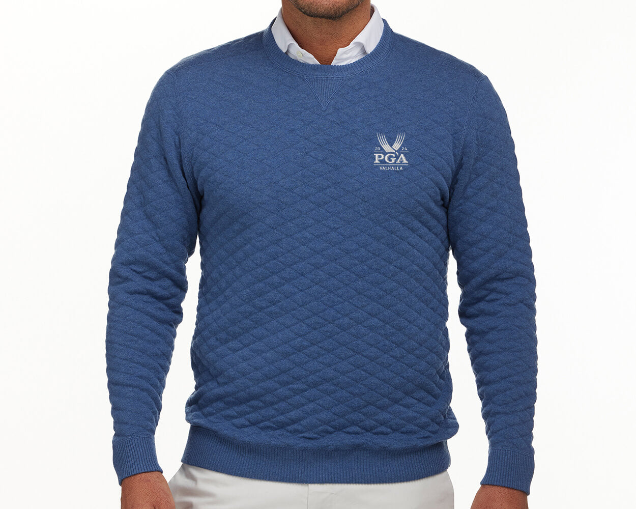 Holderness & Bourne The Ward 2024 PGA Sweater in Heathered Blue
