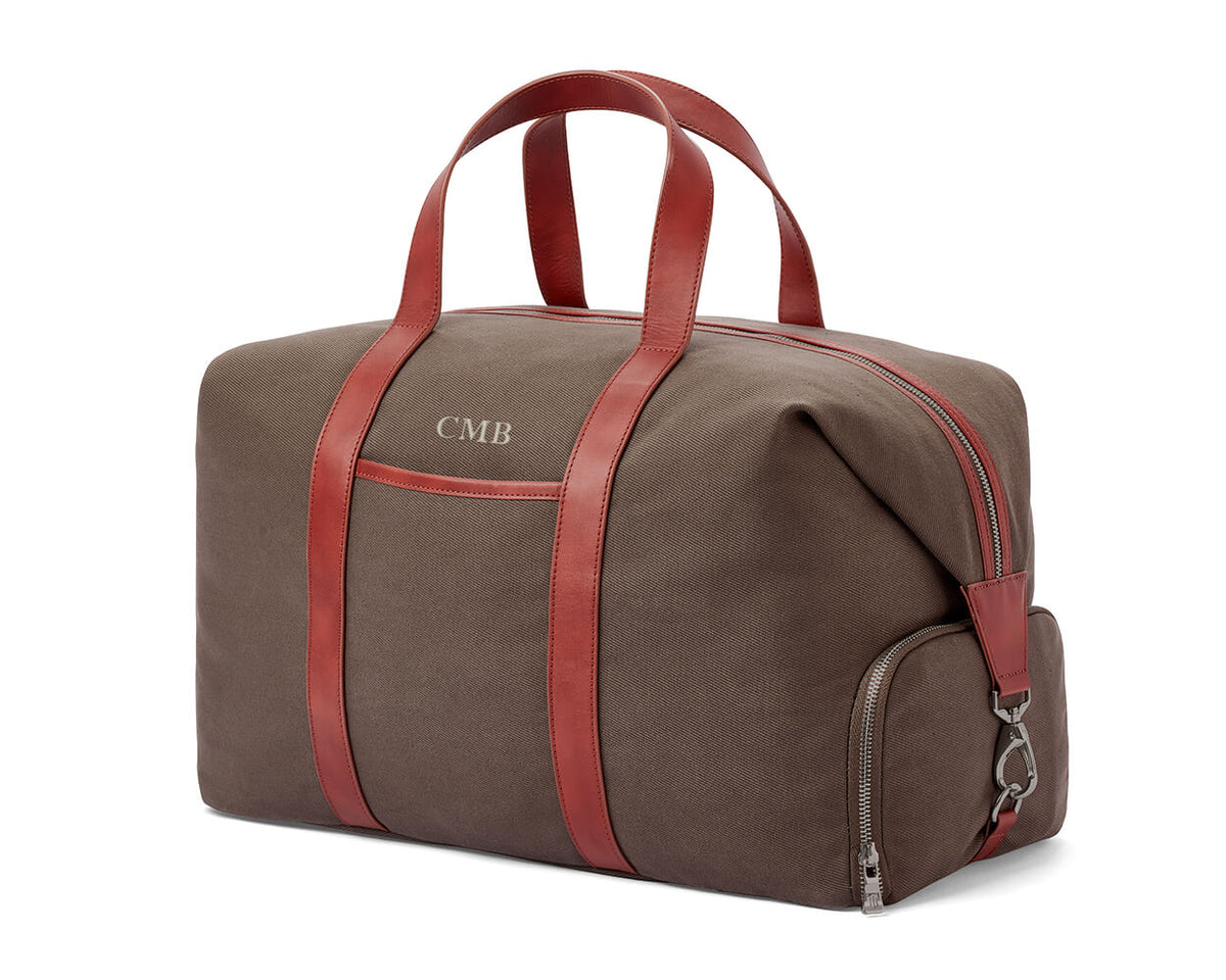 The Byers Duffel Bag Cotton Twill: Scotch Green with Rye Embroidered Lettering