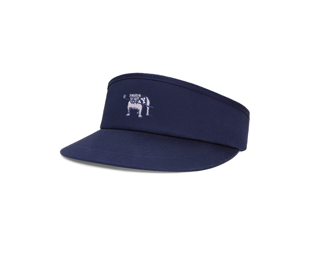 SIde view of Holderness & Bourne Yale Golf Course Navy Golf Visor