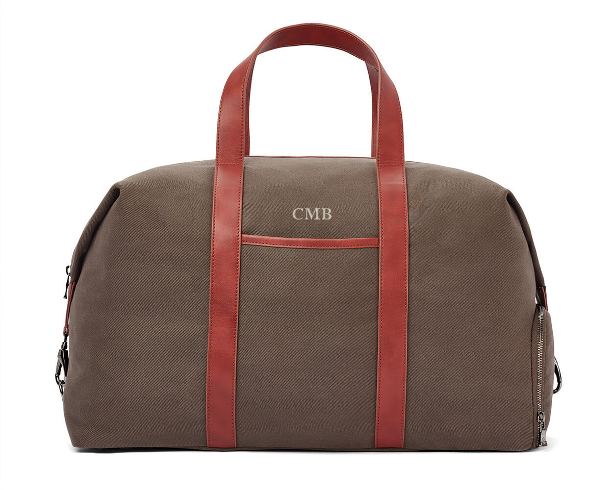 The Byers Duffel Bag Cotton Twill: Scotch Green - Rye Embroidery