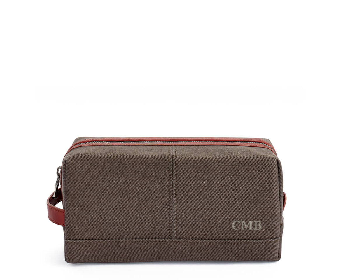 The Littler Dopp Kit Cotton Twill: Scotch Green with Scotch Green Embroidered Lettering