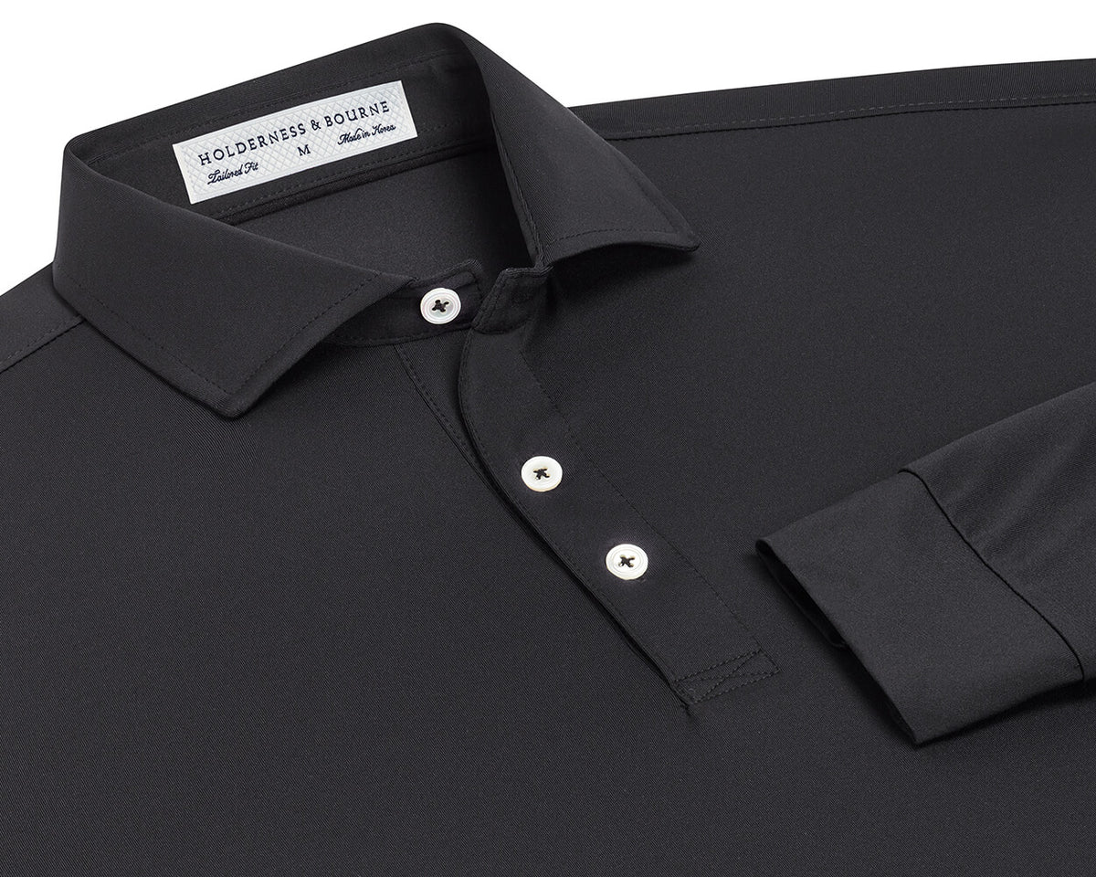 Holderness & Bourne The Farrell Black Long Sleeve Polo Shirt