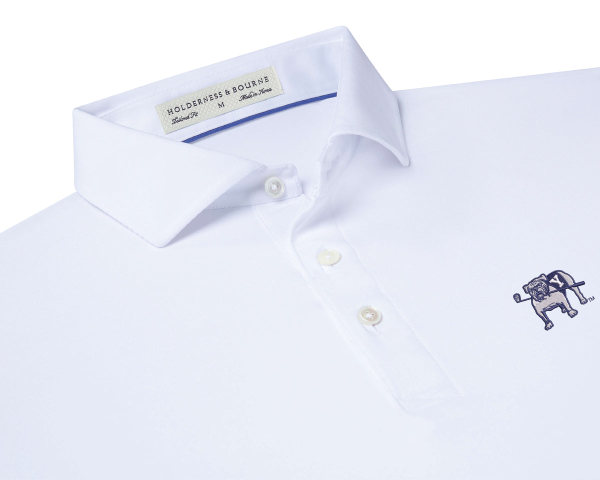 Holderness & Bourne Yale Embroidered White Polo Shirt