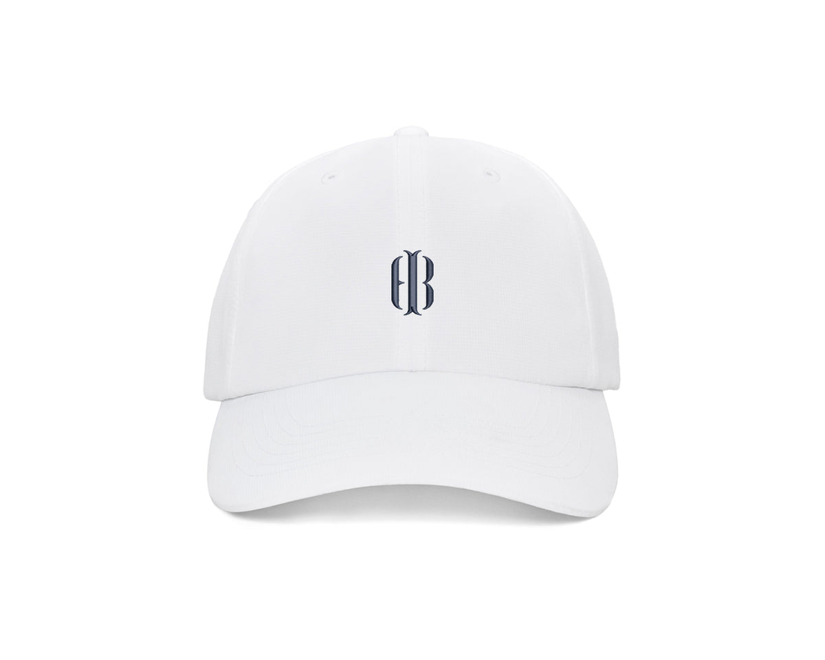 The Lightweight Performance Hat: White with Navy HB Icon