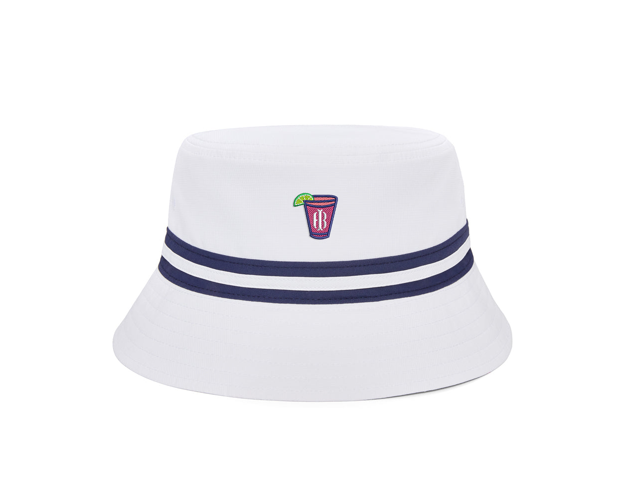 Men's White Bucket Hat with Transfusion Logo Holdereness Bourne