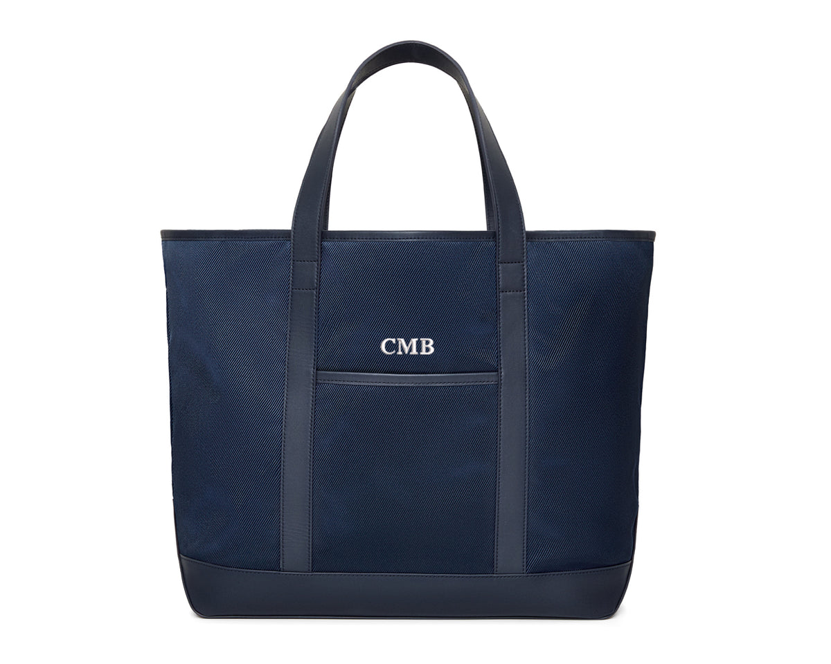 The Treadwell Tote: Navy Ballistic - White Embroidery