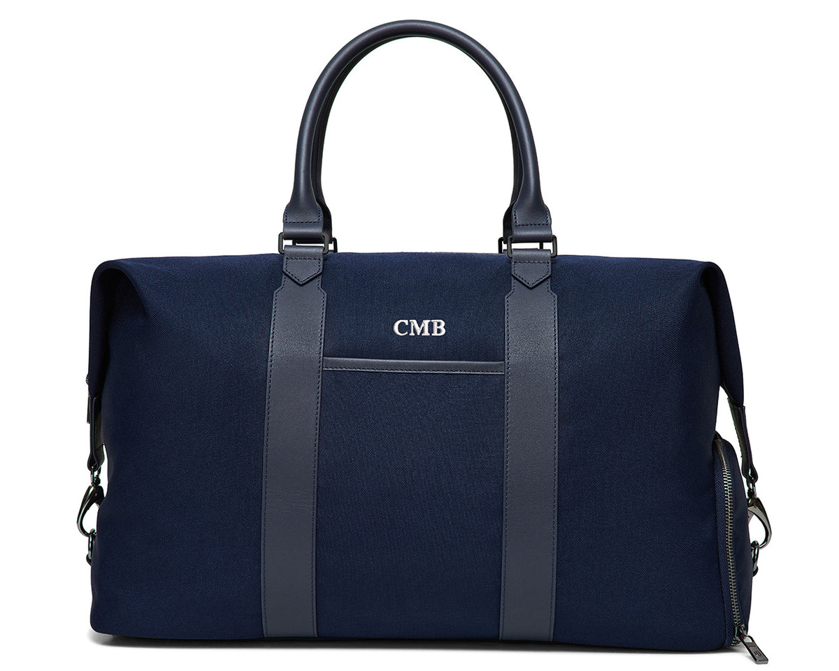 The Byers Duffel Bag: Navy Ballistic - White Embroidery