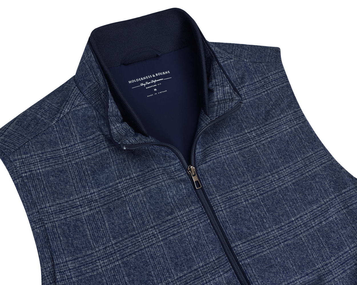 Men's Blue Windowpane Golf Vest | Holderness & Bourne