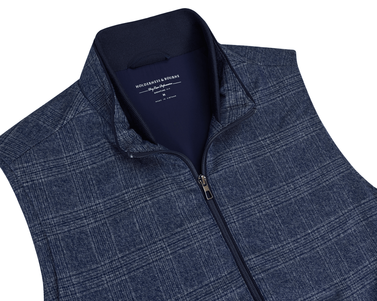 Holderness & Bourne Blue Windowpane Golf Vest
