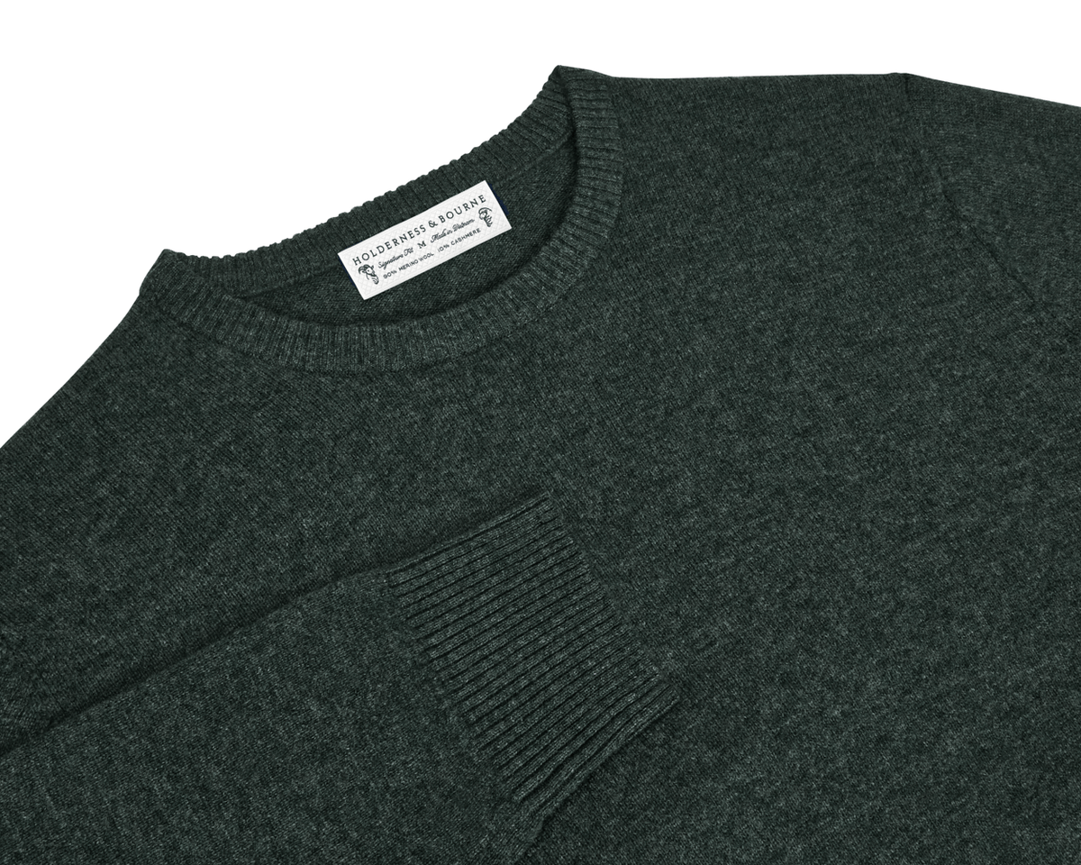 Holderness & Bourne Men’s Dark Green Cashmere Sweater
