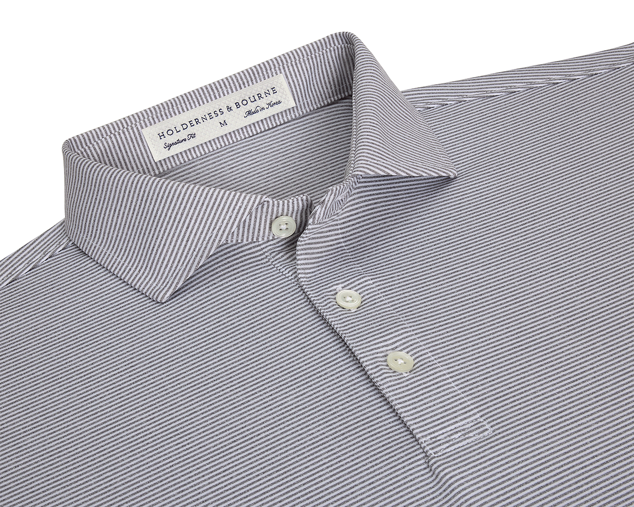 Men's Gray and White Polo Shirt | Holderness & Bourne