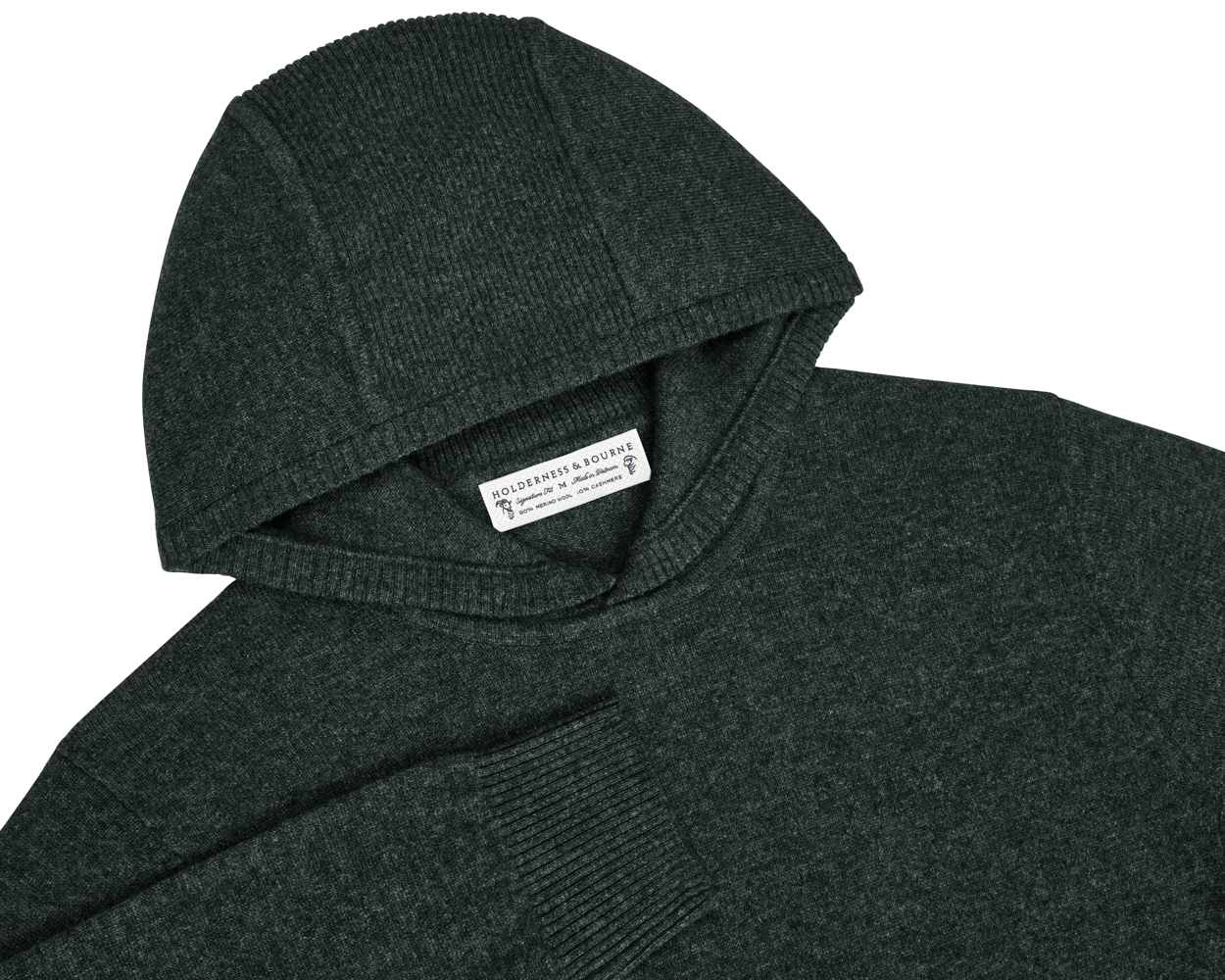 Men's Green Wool Sweater Hoodie | Holderness & Bourne