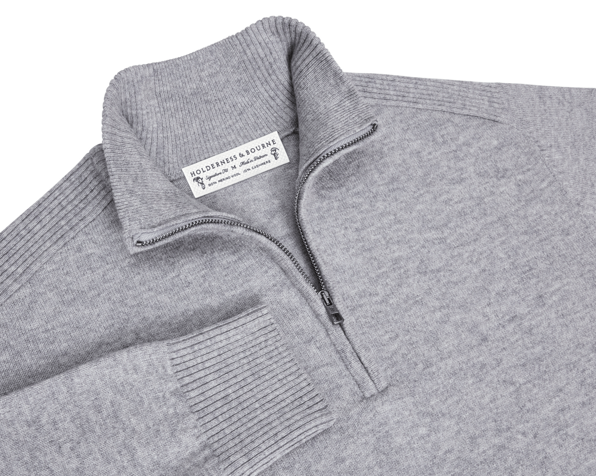 Holderness & Bourne Men’s Gray Quarter Zip Sweater