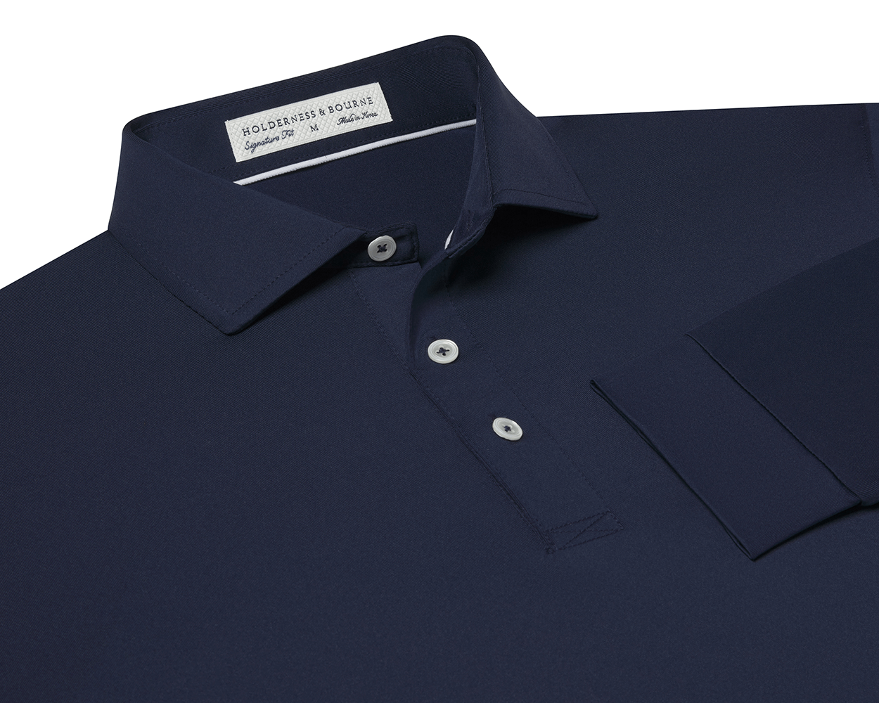 Dark Blue Long Sleeve Polo Shirt | Holderness & Bourne