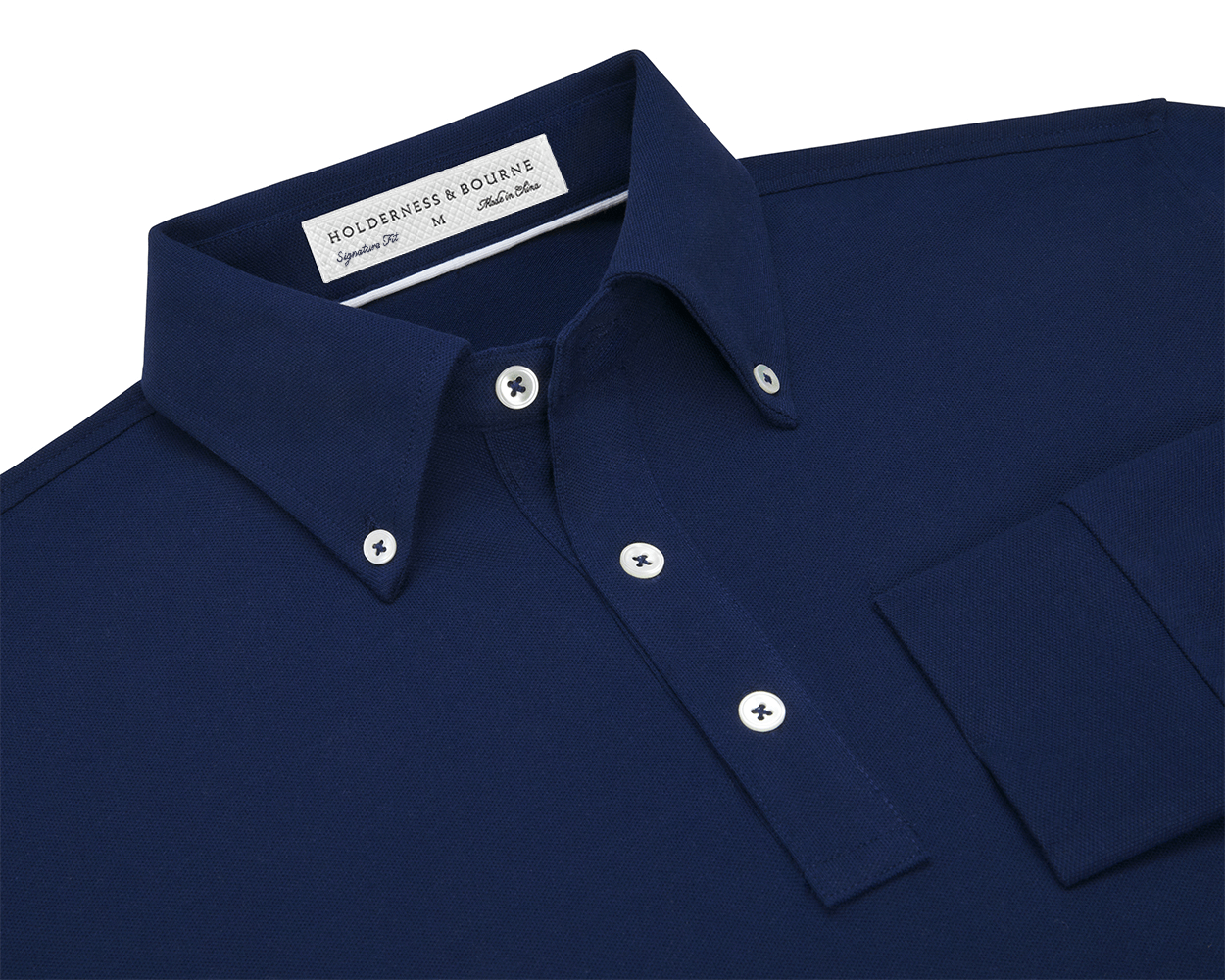 Men's Long Sleeve Navy Polo | Holderness & Bourne
