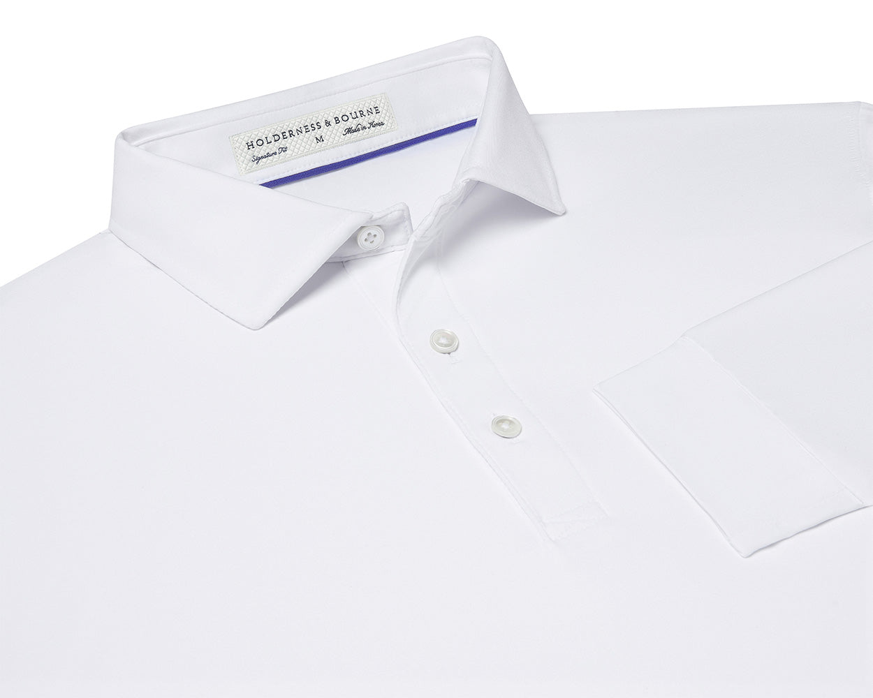 White Long Sleeve Polo Shirt | Holderness & Bourne