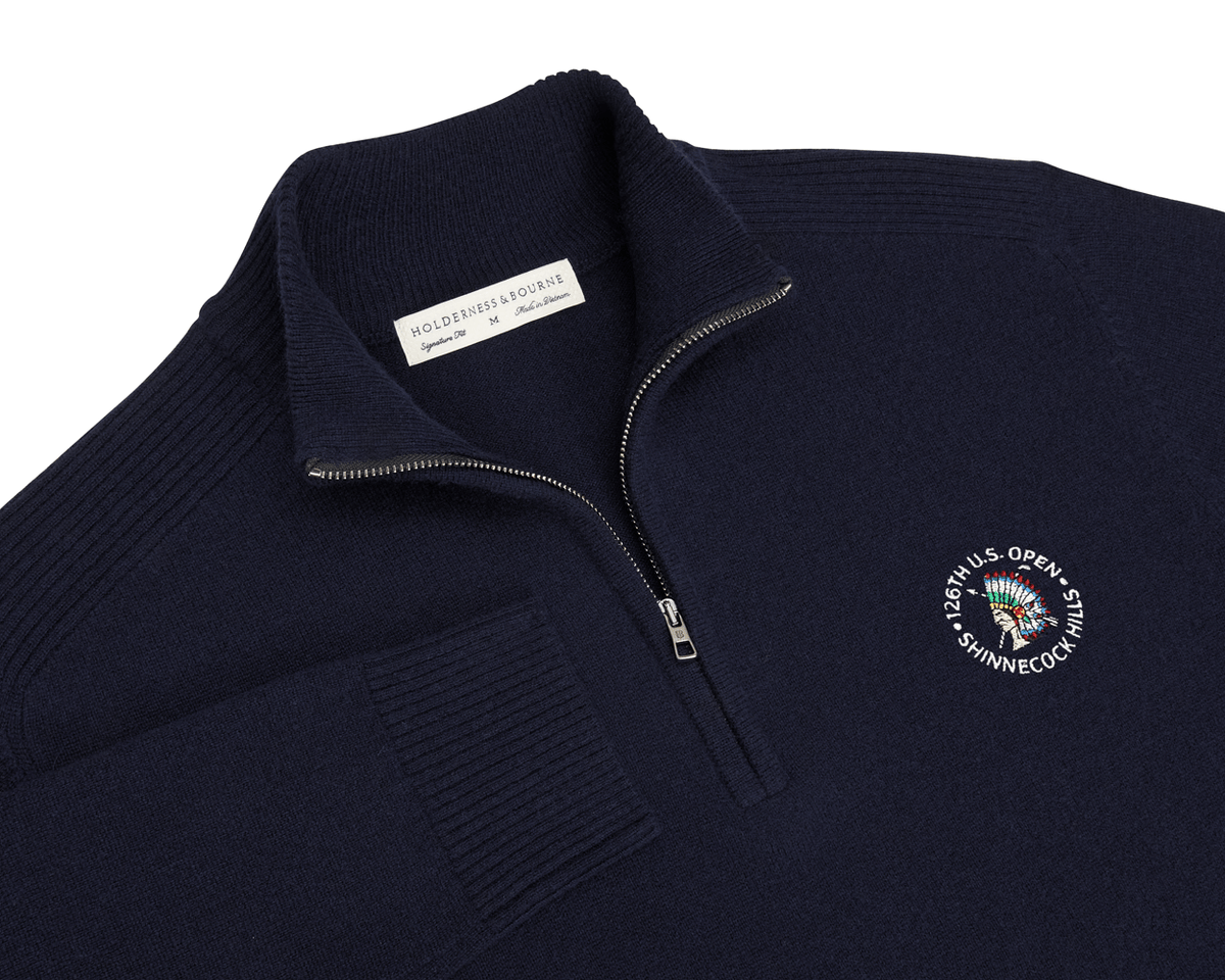 2026 U.S. Open Heathered Navy Cunningham Quarter-Zip Sweater
