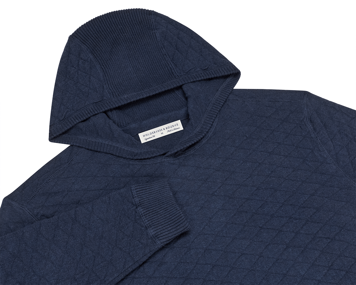 Navy Knit Hoodie For Men | Holderness & Bourne