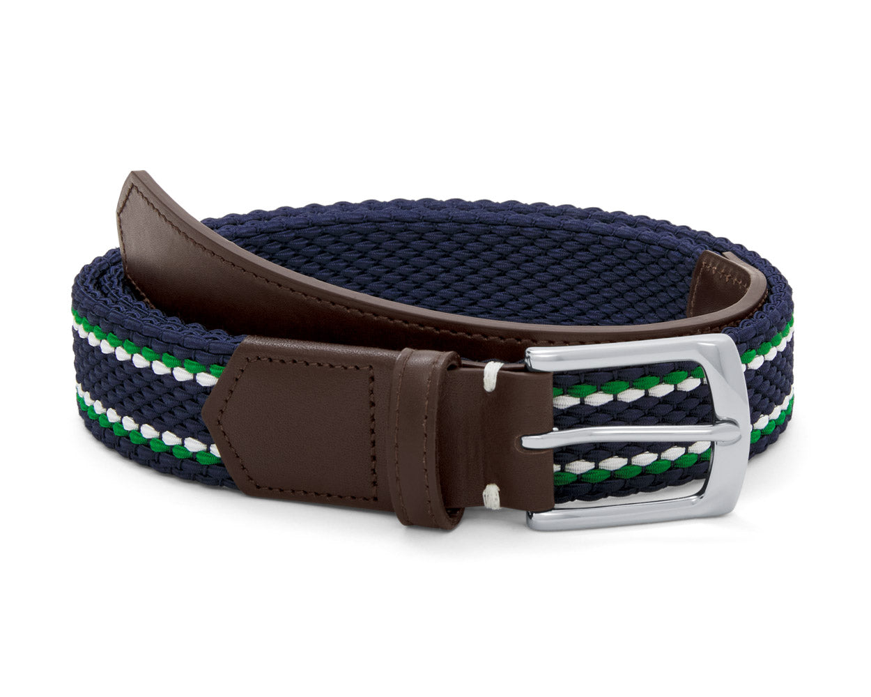 The Fischer Belt: Navy with Shamrock & White Border Stripe