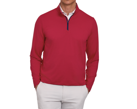 The Bell Quarter-Zip: Heathered Liberty Red