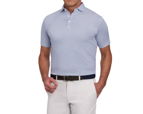 The Perkins Shirt: Heathered Pacific Blue & White
