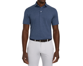 The Perkins Shirt: Navy & Heathered Pacific Blue