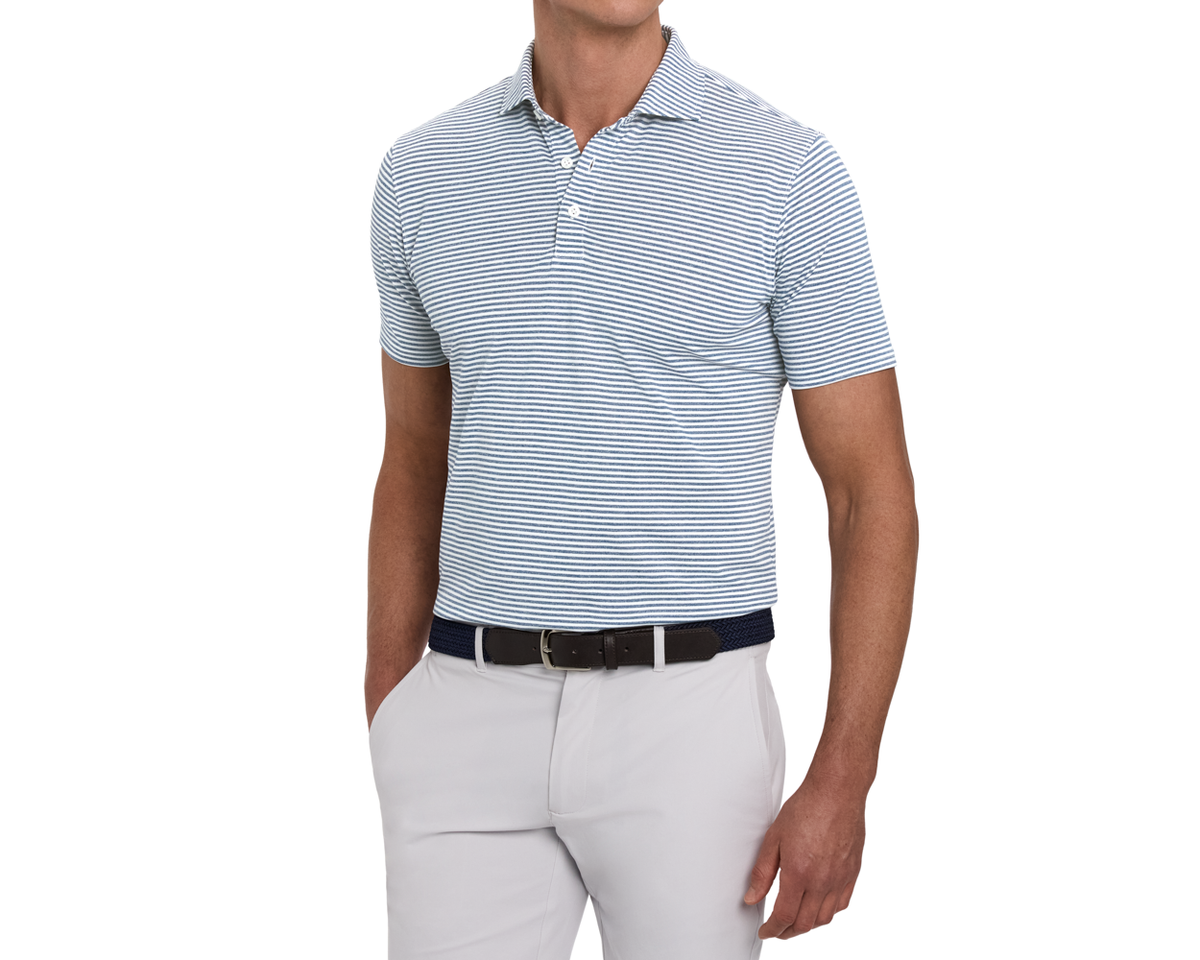 The Maxwell Shirt: Heathered Pacific Blue & White