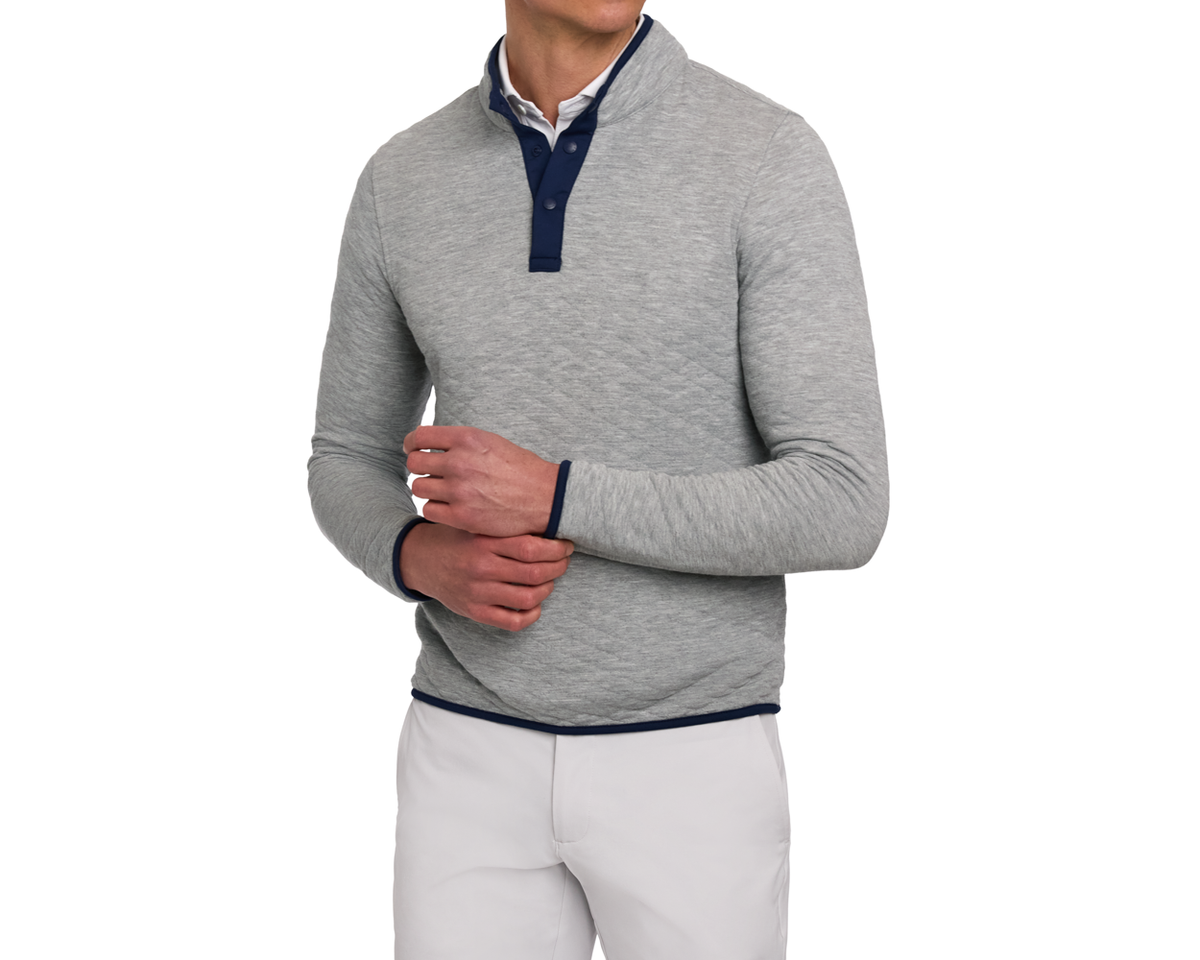 The Sullivan Quarter-Snap: Heathered Light Gray & Navy