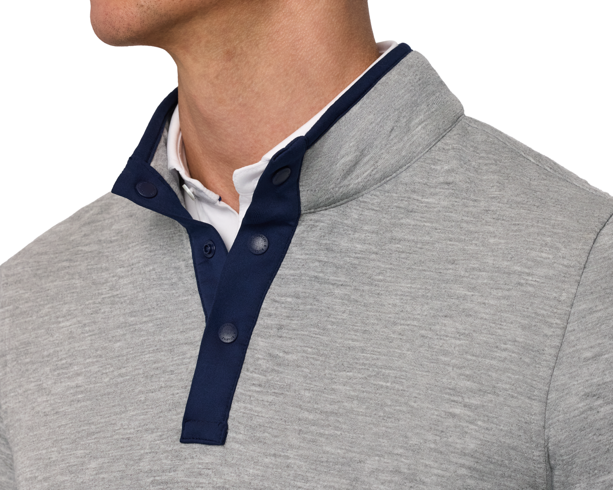 The Sullivan Quarter-Snap: Heathered Light Gray & Navy