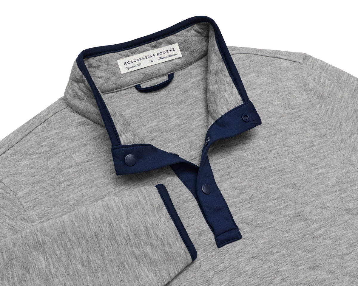 The Sullivan Quarter-Snap: Heathered Light Gray & Navy