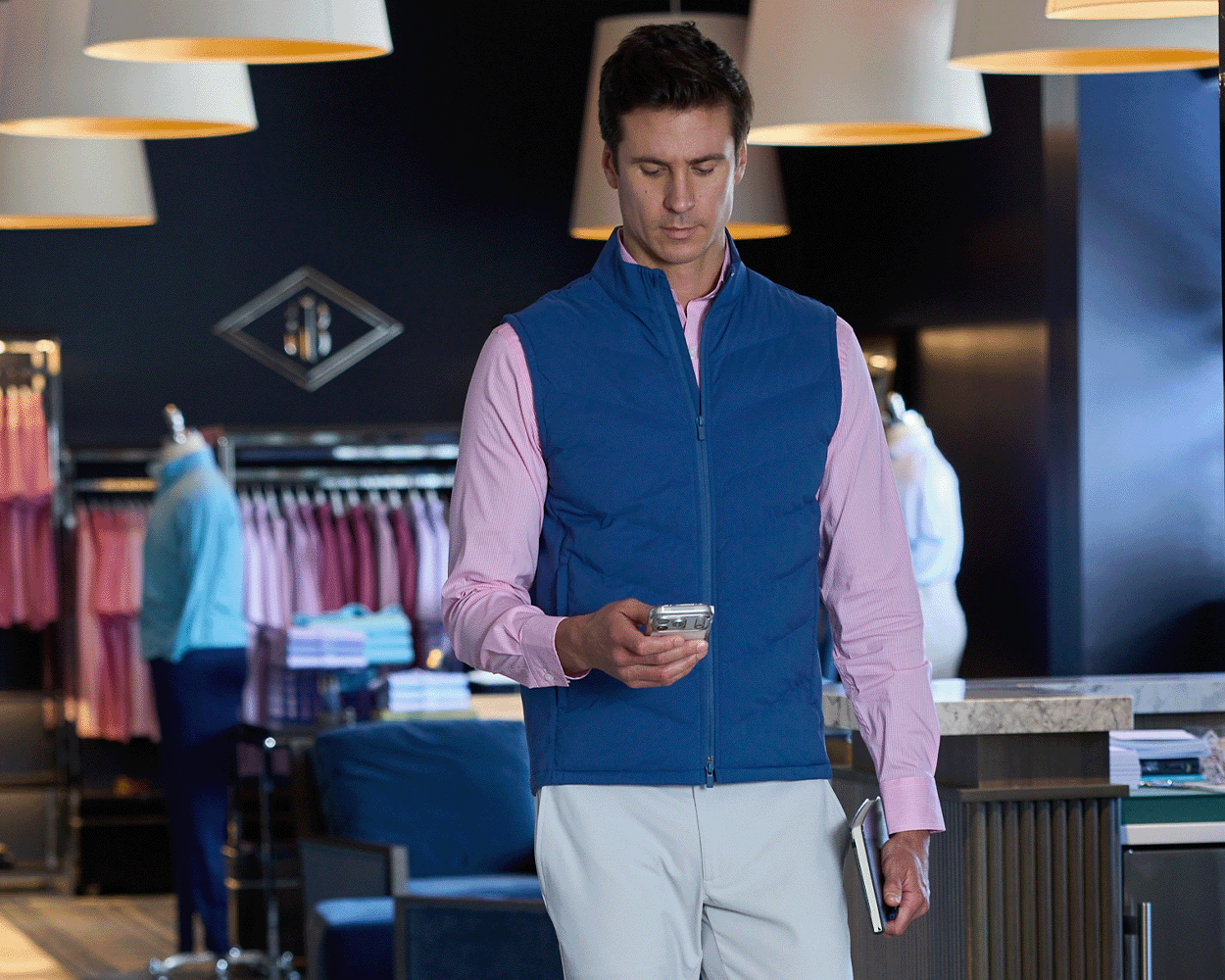 Men's Blue Lightweight Vest | Holderness & Bourne Men's Blue Lightweight Vest | Holderness & Bourne
