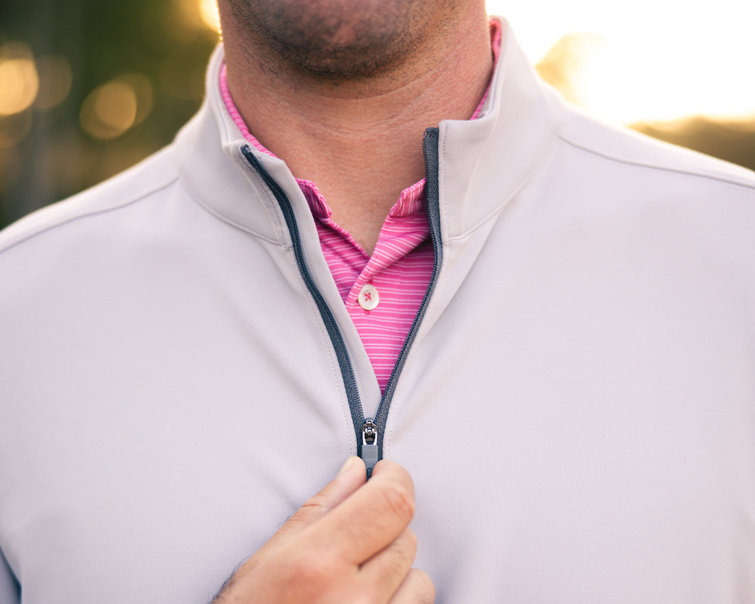Men's Light Gray Quarter Zip Holderness & Bourne