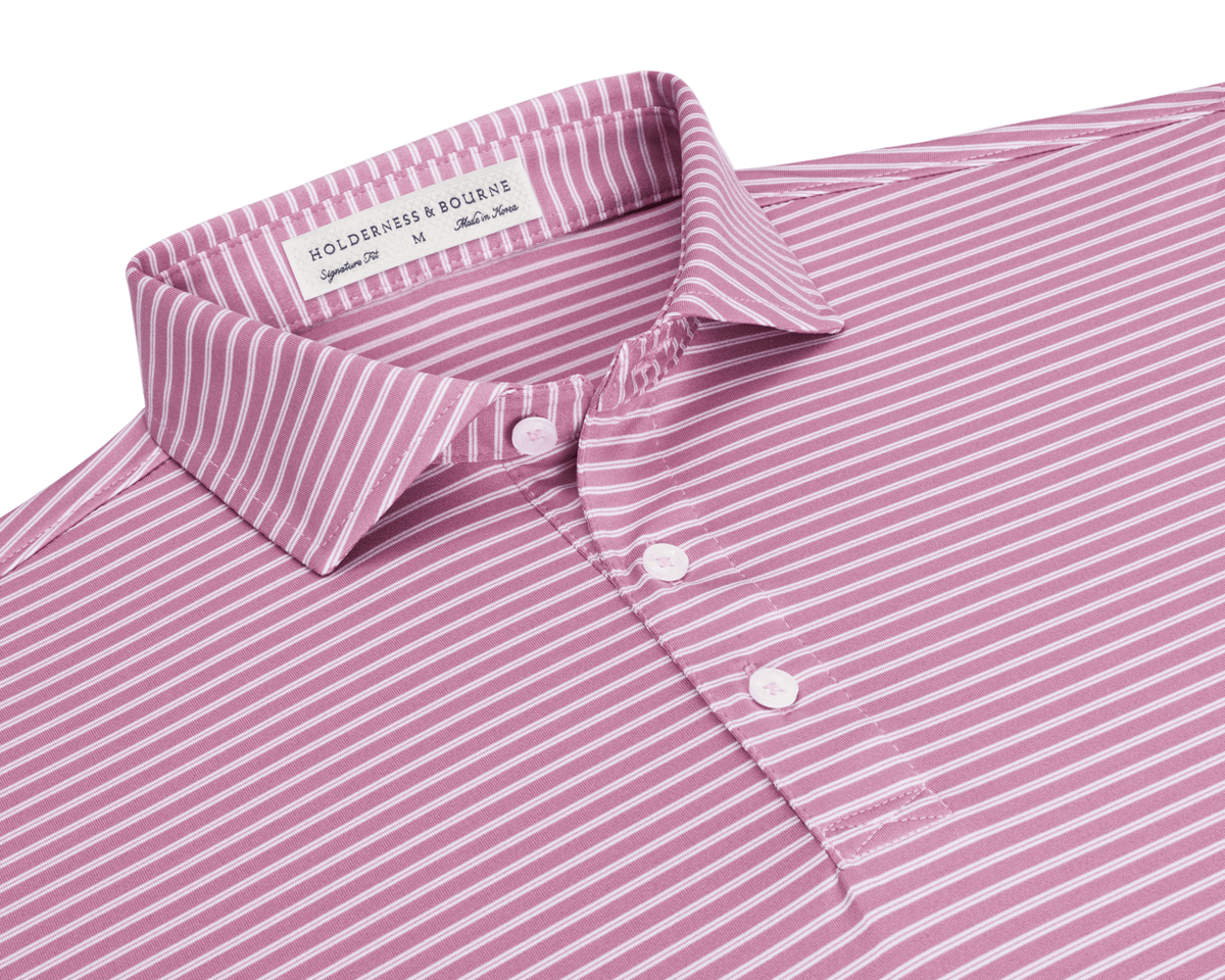 ebure エブール ストライプ バンドカラーシャツ ピンク The Dover Shirt: Faded Mauve & White