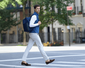The Broughton Backpack: Navy Ballistic - White Embroidery
