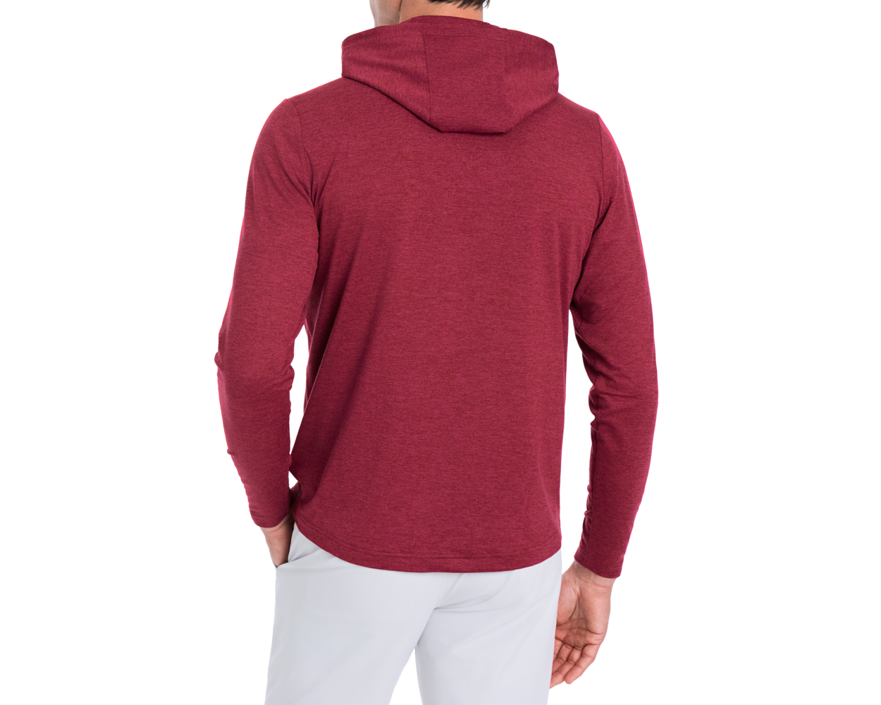 Holderness & Bourne Men’s Burgundy Hoodie worn by a person on a white background