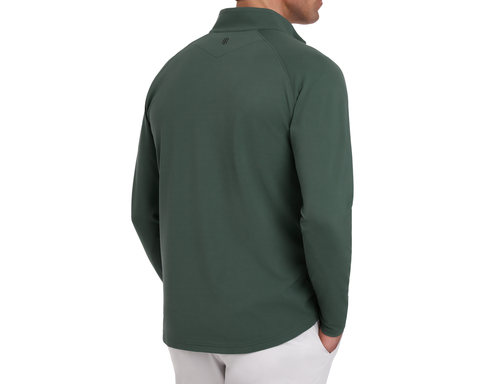 Model Wearing Holderness & Bourne Mens Dark Green Quarter Zip