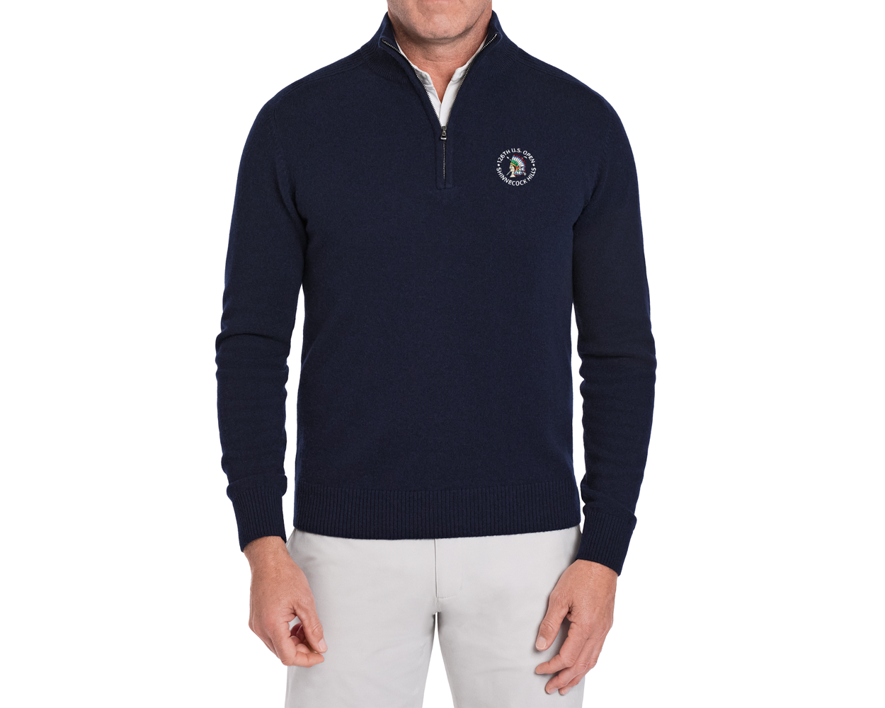 2026 U.S. Open Heathered Navy Cunningham Quarter-Zip Sweater