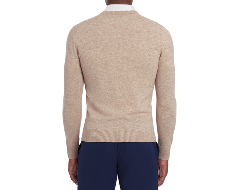 Holderness & Bourne Men’s Beige Sweater worn by a person on a white background