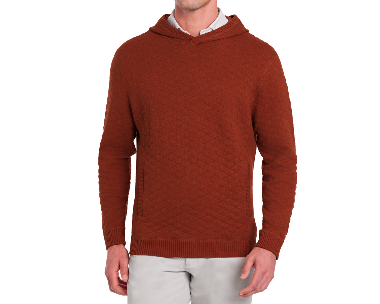 Holderness & Bourne Men’s Rust Sweater worn by a person on a white background