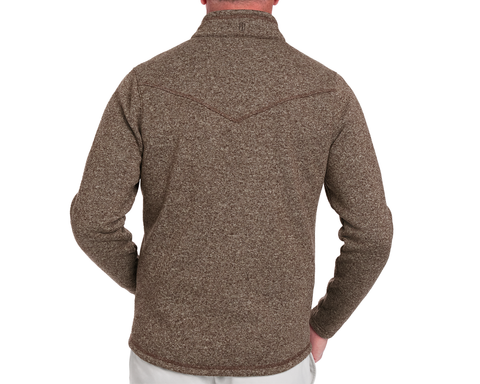 Holderness & Bourne Men’s Chestnut Fleece Jacket worn by a person on a white background