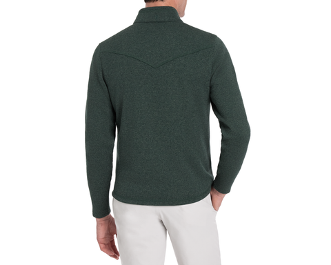 Holderness & Bourne Men’s Dark Green Fleece Jacket worn by a person on a white background