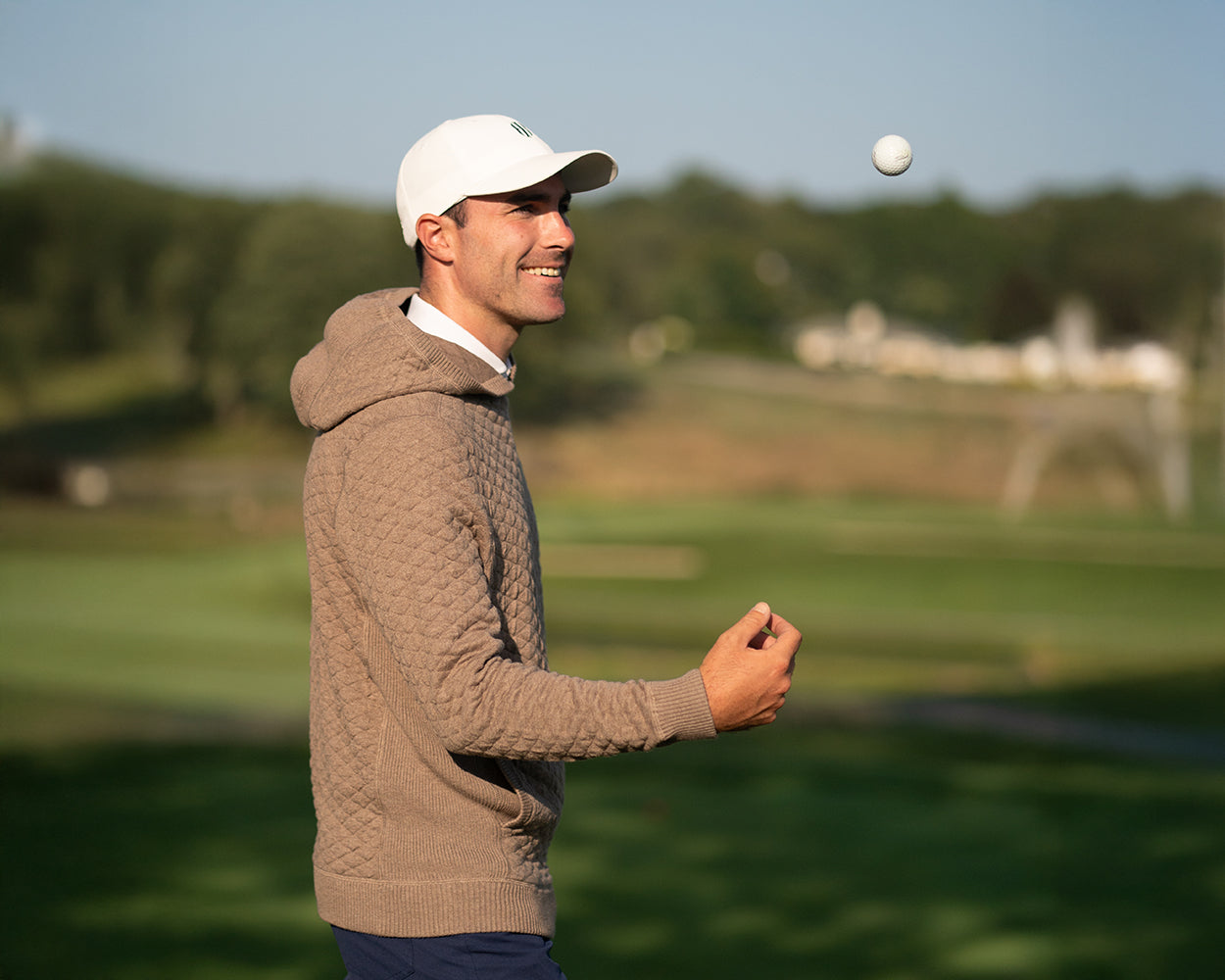 Model Wearing Holderness & Bourne Brown Cotton Hoodie