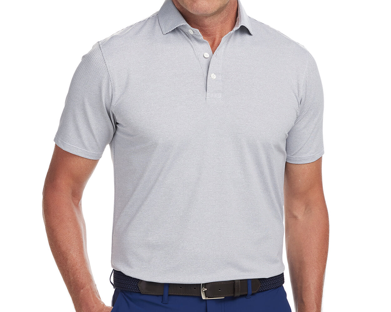 Holderness & Bourne Men's Gray and White Polo Shirt
