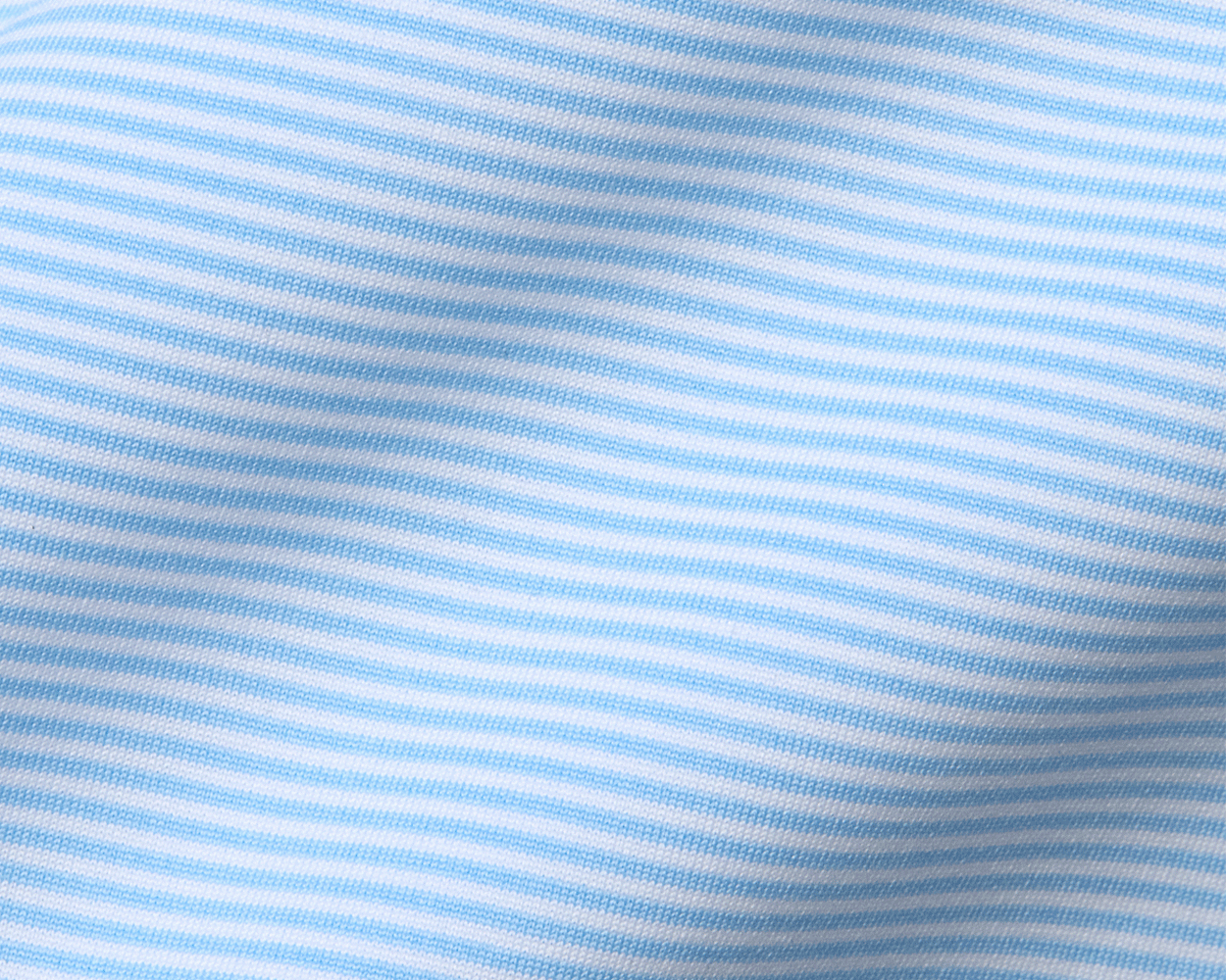 Close-up of The Perkins Boys Shirt in Vista Blue & White, featuring soft, breathable DryLuxe fabric with fine stripes and a structured spread collar.