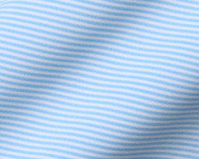 Close-up of The Perkins Boys Shirt in Vista Blue & White, featuring soft, breathable DryLuxe fabric with fine stripes and a structured spread collar.
