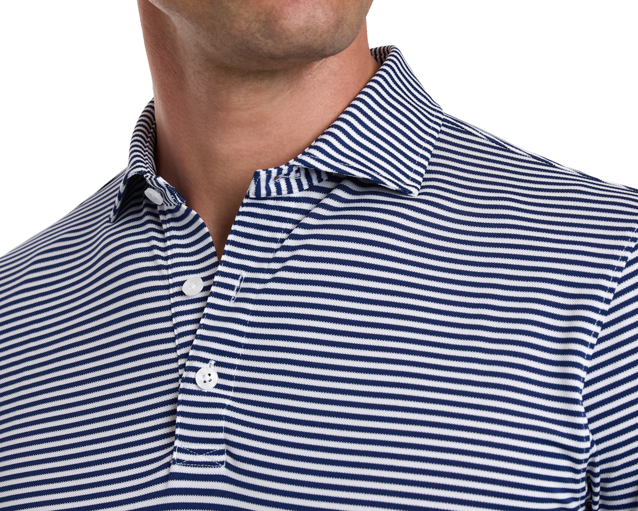 Navy Blue and White Striped Polo Shirt | Holderness & Bourne Navy Blue and White Striped Polo Shirt | Holderness & Bourne