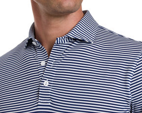 Navy Blue and White Striped Polo Shirt | Holderness & Bourne Navy Blue and White Striped Polo Shirt | Holderness & Bourne
